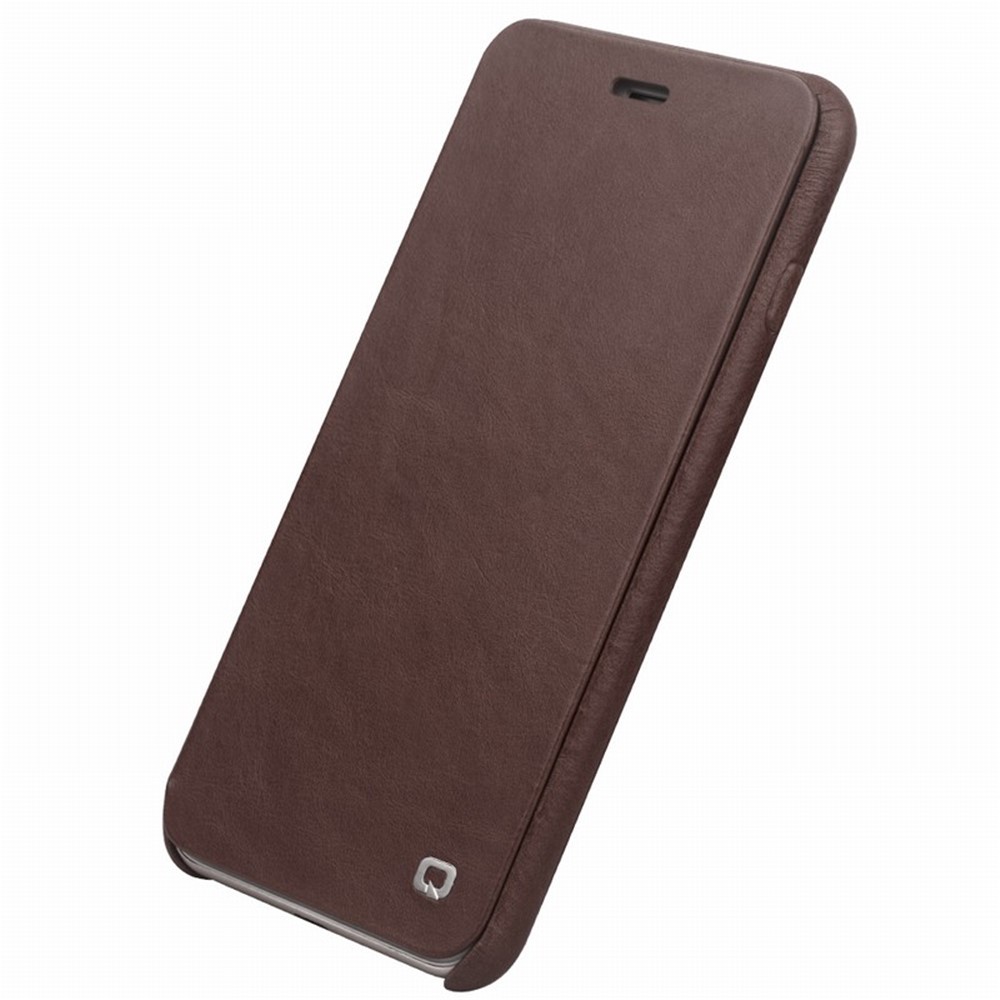 

QIALINO Top-layer Cowhide Genuine Leather Ultra-thin Case for iPhone 8 / 7 4.7 inch - Dark Brown