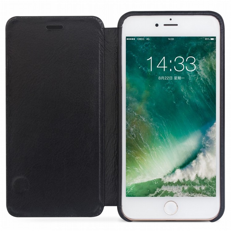 QIALINO Ultra-thin Top-layer Cowhide Genuine Leather Flip Case for iPhone 7 Plus 5.5 inch - Black-3