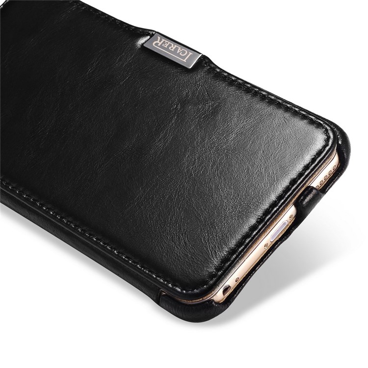 ICARER Vintage Series for iPhone 6s Plus / 6 Plus Genuine Leather Case with Stand - Black-5