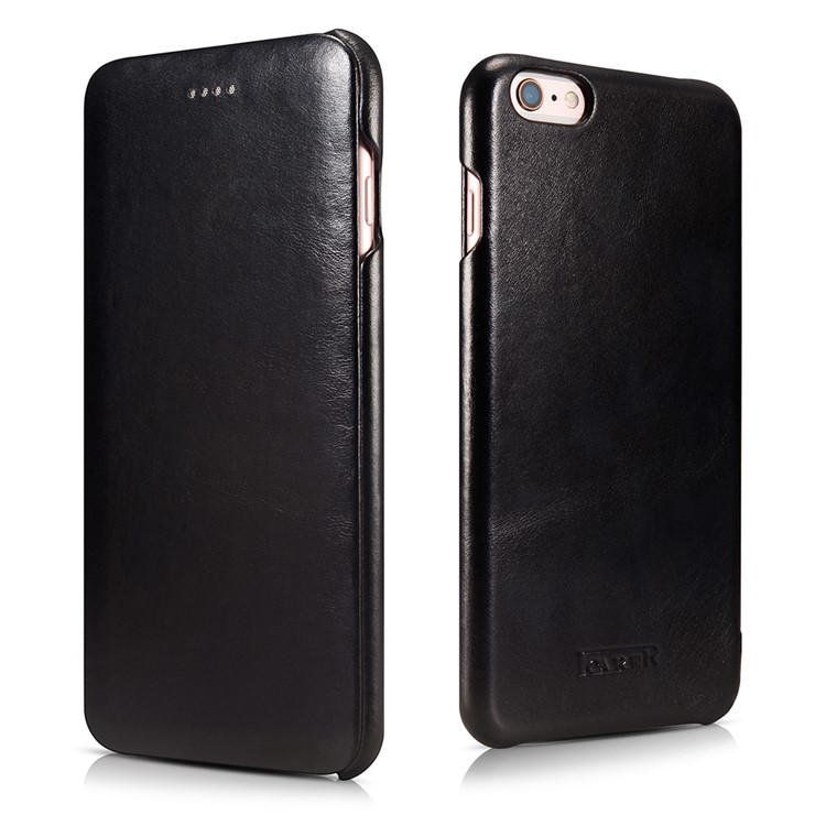 

ICARER Curved Edge Vintage Genuine Leather Phone Case for iPhone 6S / 6 4.7 Inch - Black, iPhone 6s