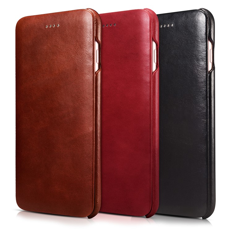 ICARER Curved Edge Vintage Genuine Leather Phone Case for iPhone 6S / 6 4.7 Inch - Black-2