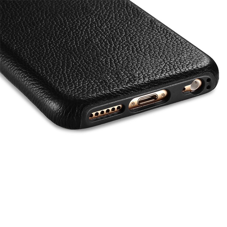ICARER Litchi Pattern Genuine Leather Case with Removable PC Back Cover for iPhone 6S / 6 - Black-11