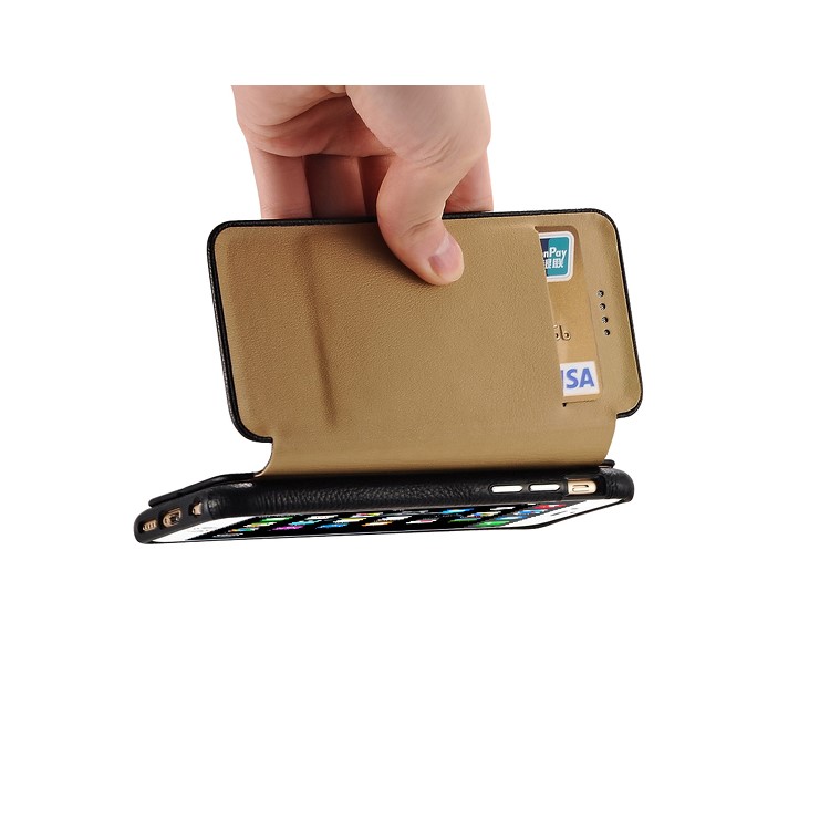 ICARER Litchi Pattern Genuine Leather Case with Removable PC Back Cover for iPhone 6S / 6 - Black-17