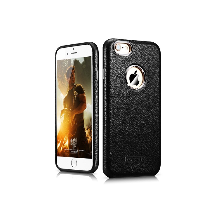ICARER Litchi Pattern Genuine Leather Case with Removable PC Back Cover for iPhone 6S / 6 - Black-2