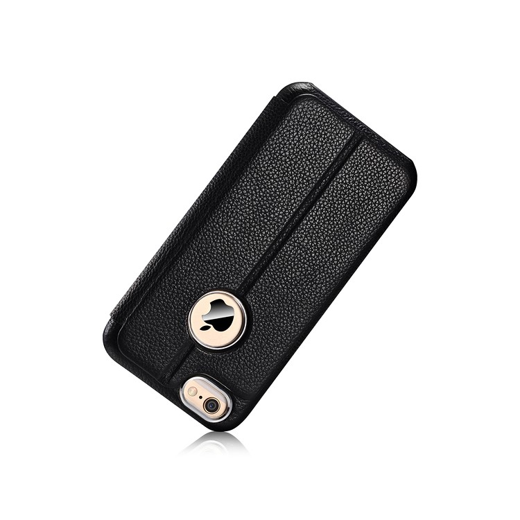 ICARER Litchi Pattern Genuine Leather Case with Removable PC Back Cover for iPhone 6S / 6 - Black-4