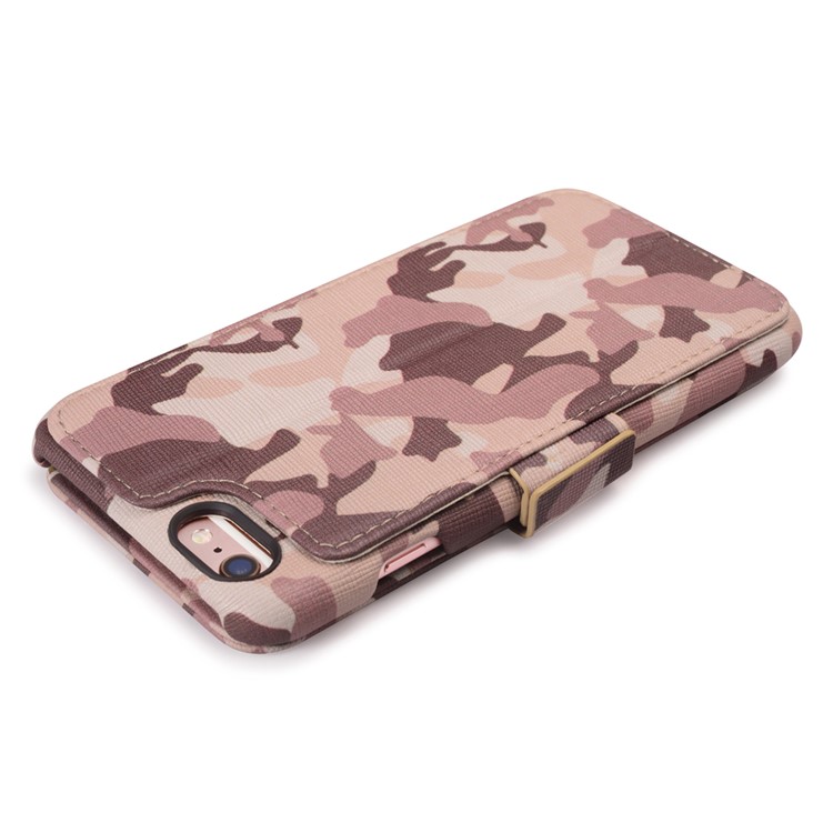 ICARER Camouflage Wallet Genuine Leather Phone Case for iPhone 6s Plus / 6 Plus - Desert Camouflage-4