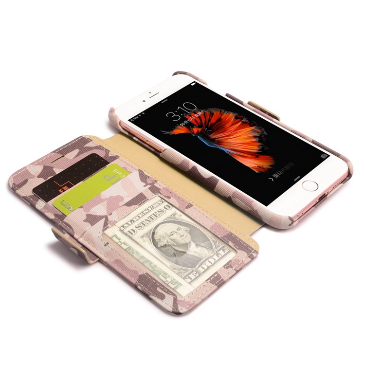 ICARER Camouflage Wallet Genuine Leather Phone Case for iPhone 6s Plus / 6 Plus - Desert Camouflage-5