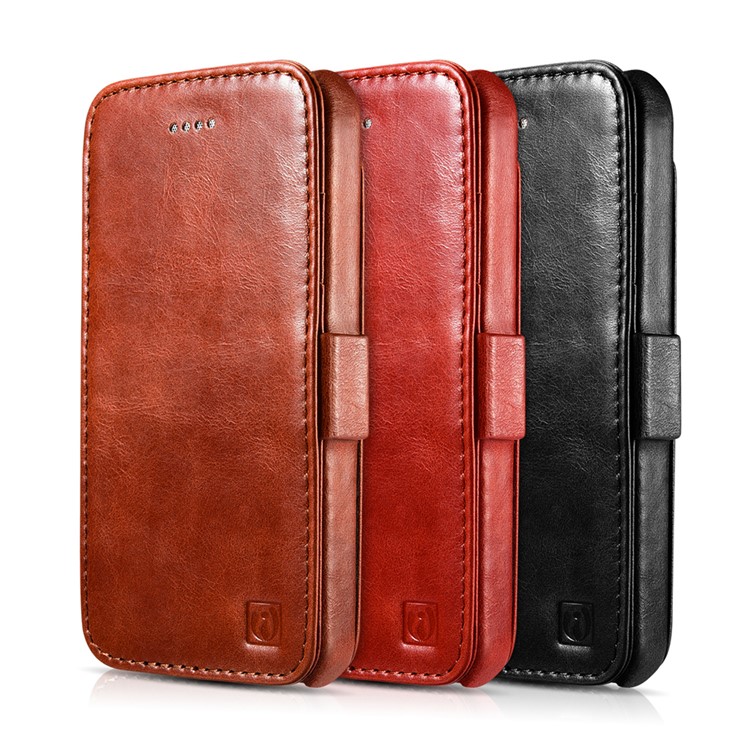 ICARER Vintage Card Holder Genuine Leather Flip Case for iPhone SE/5s/5 - Black-2