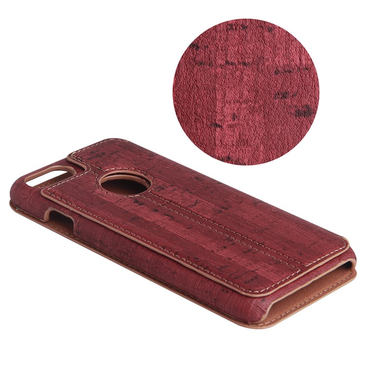 Wood Texture Leather Stand Phone Case for iPhone 7 4.7 inch - Red-3