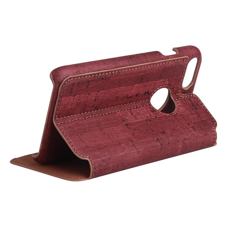 Wood Texture Leather Stand Phone Case for iPhone 7 4.7 inch - Red-4