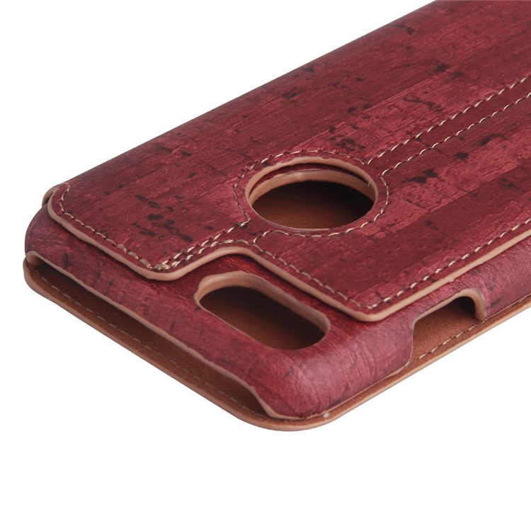 Wood Texture Leather Stand Phone Case for iPhone 7 4.7 inch - Red-8