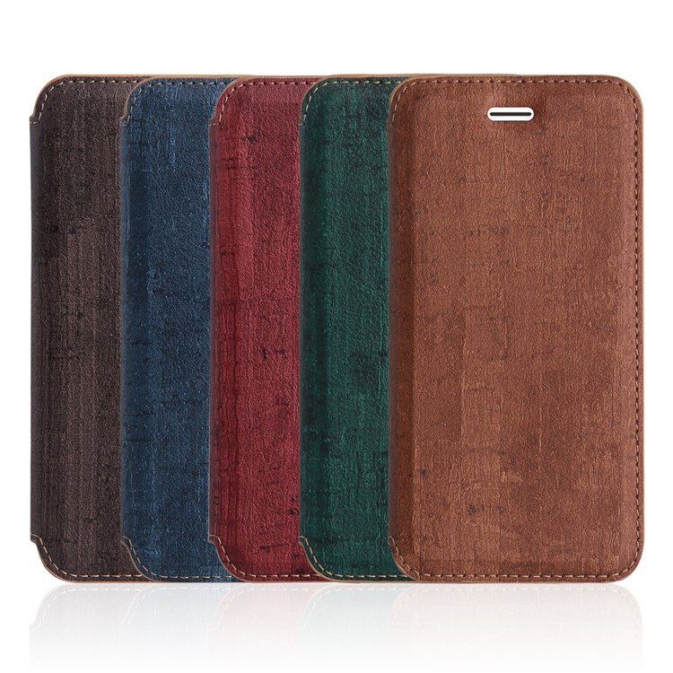 Wood Texture Leather Stand Phone Case for iPhone 7 4.7 inch - Red-9