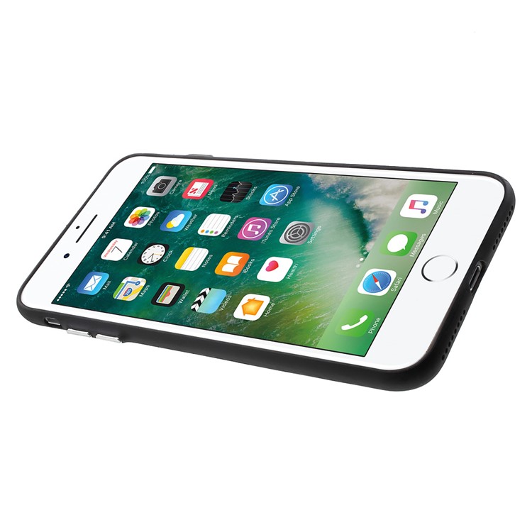 Embossing TPU Frame + Acrylic Back Phone Case for iPhone 7 Plus with Kickstand - OPRS and LOVE Pattern-4