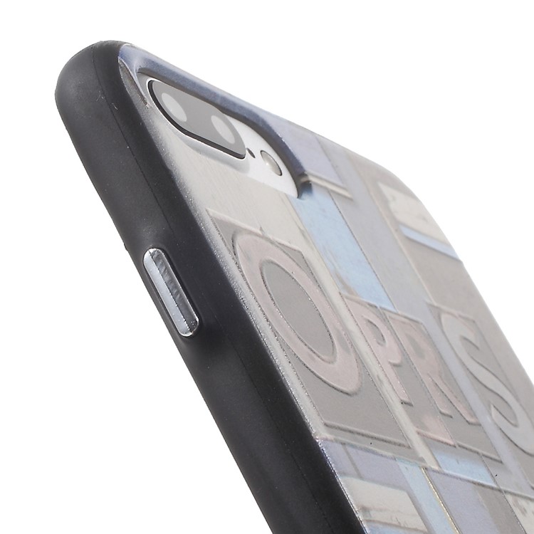 Embossing TPU Frame + Acrylic Back Phone Case for iPhone 7 Plus with Kickstand - OPRS and LOVE Pattern-8