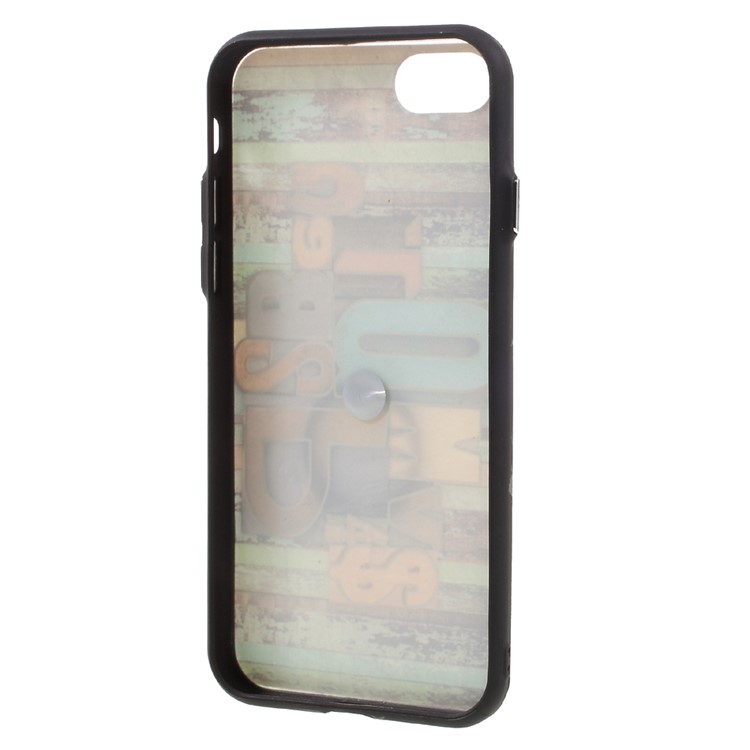 Embossing TPU Frame + Acrylic Back Phone Case for iPhone 7 4.7 inch with Ring Kickstand - Dollar Sign-10
