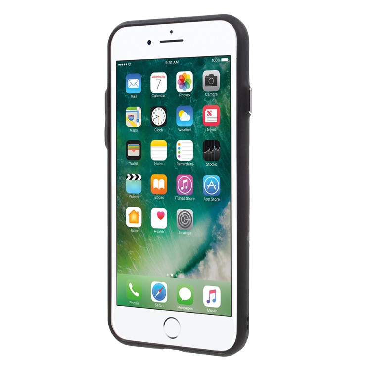 Embossing TPU Frame + Acrylic Back Phone Case for iPhone 7 4.7 inch with Ring Kickstand - Dollar Sign-2