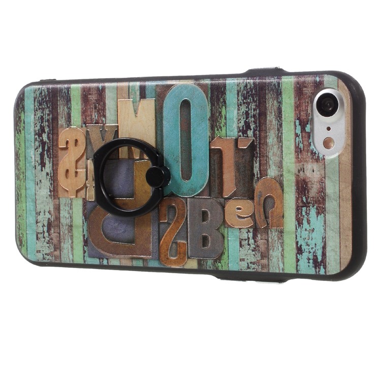 Embossing TPU Frame + Acrylic Back Phone Case for iPhone 7 4.7 inch with Ring Kickstand - Dollar Sign-4
