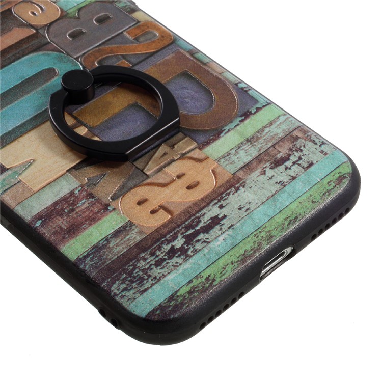 Embossing TPU Frame + Acrylic Back Phone Case for iPhone 7 4.7 inch with Ring Kickstand - Dollar Sign-6