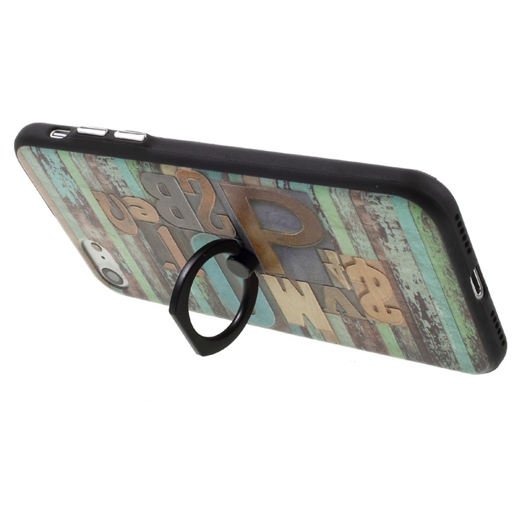 Embossing TPU Frame + Acrylic Back Phone Case for iPhone 7 4.7 inch with Ring Kickstand - Dollar Sign-7