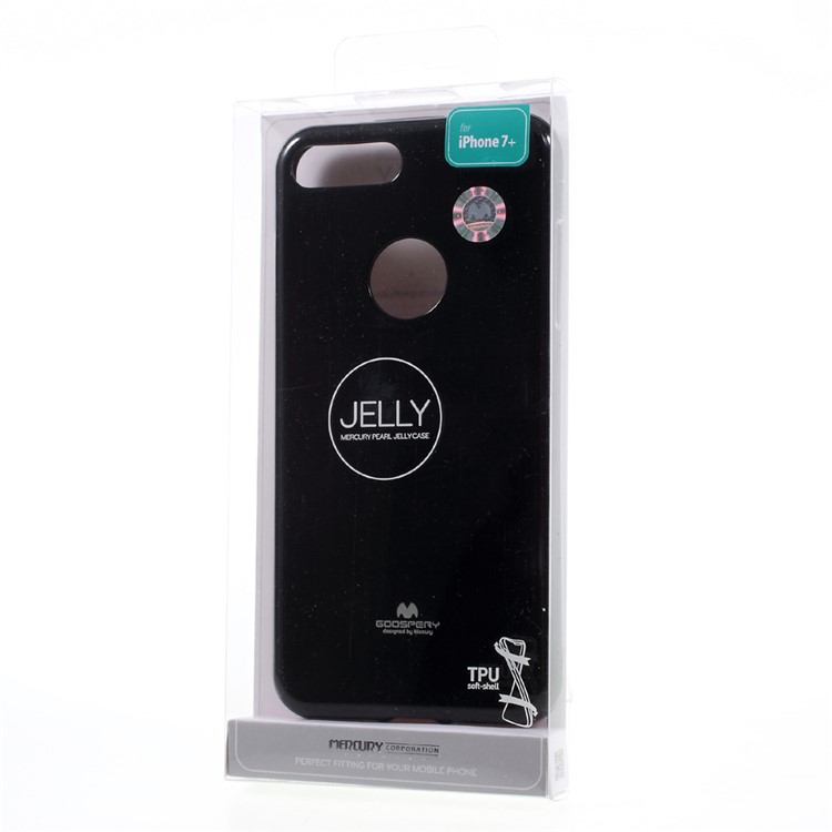 MERCURY GOOSPERY Jelly Case Glitter TPU Cover with Apple Logo Hole for iPhone 7 Plus - Black-6
