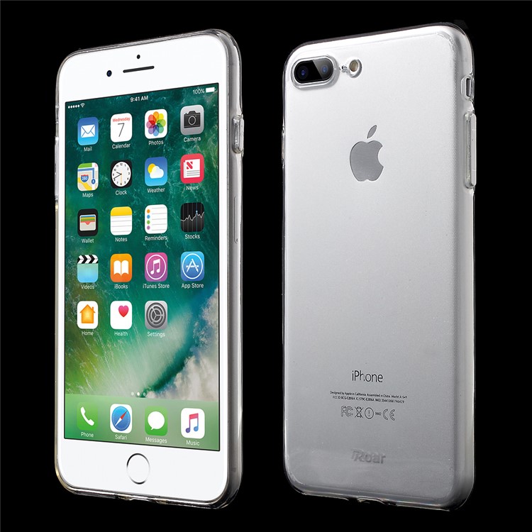 ROAR KOREA Clear TPU Phone Case with Metal Button Covers for iPhone 7 Plus - Silver-1