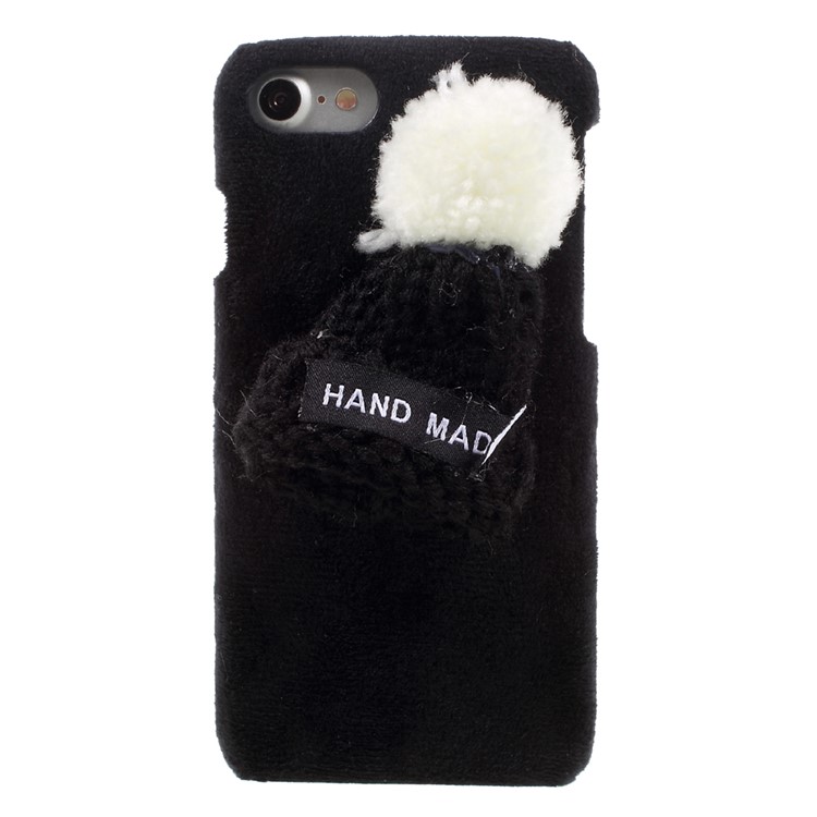 Cute 3D Knitted Hat Textile Covered Hard Back Case for iPhone 7 - Black-2