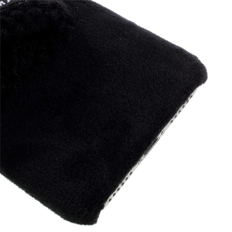 Cute 3D Knitted Hat Textile Covered Hard Back Case for iPhone 7 - Black-4