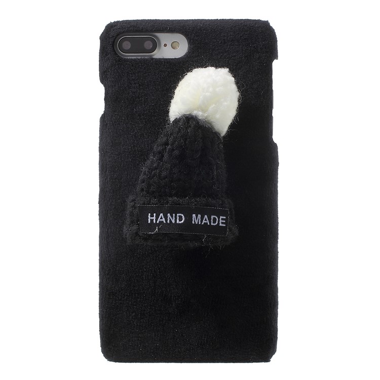 Cute 3D Knitted Hat Textile Covered Hard Phone Cover for iPhone 7 Plus 2016 - Black-3