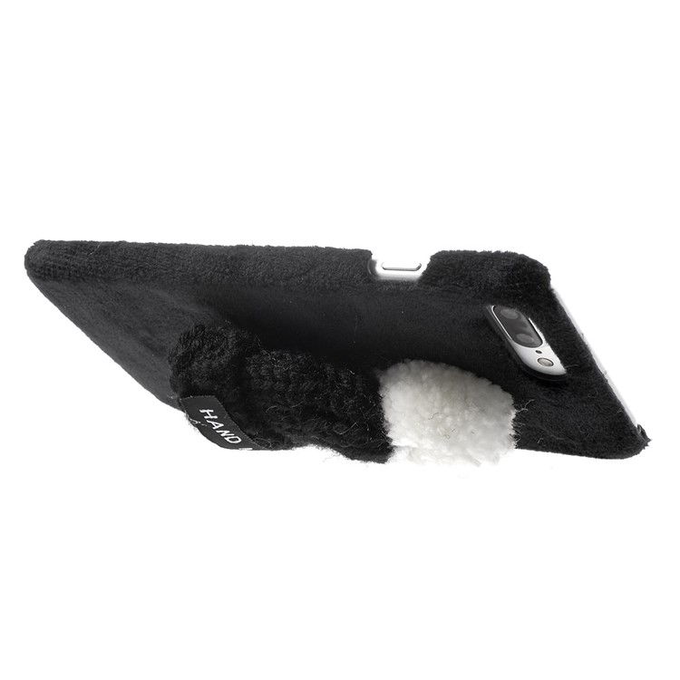 Cute 3D Knitted Hat Textile Covered Hard Phone Cover for iPhone 7 Plus 2016 - Black-5