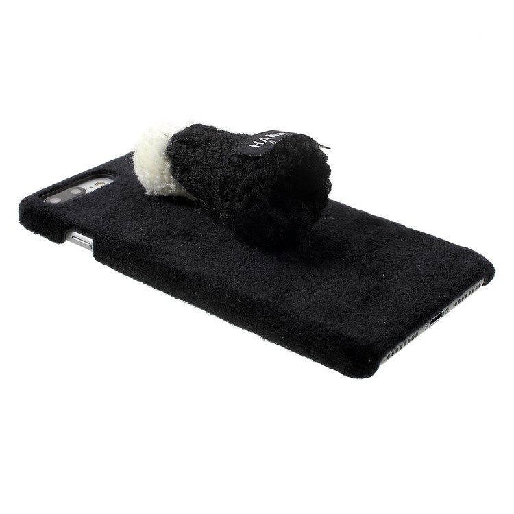 Cute 3D Knitted Hat Textile Covered Hard Phone Cover for iPhone 7 Plus 2016 - Black-7