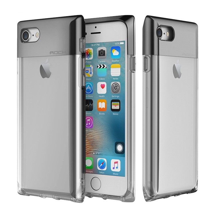 ROCK Crystal Series Plating Hybrid PC + TPU Case for iPhone 7 - Black-1
