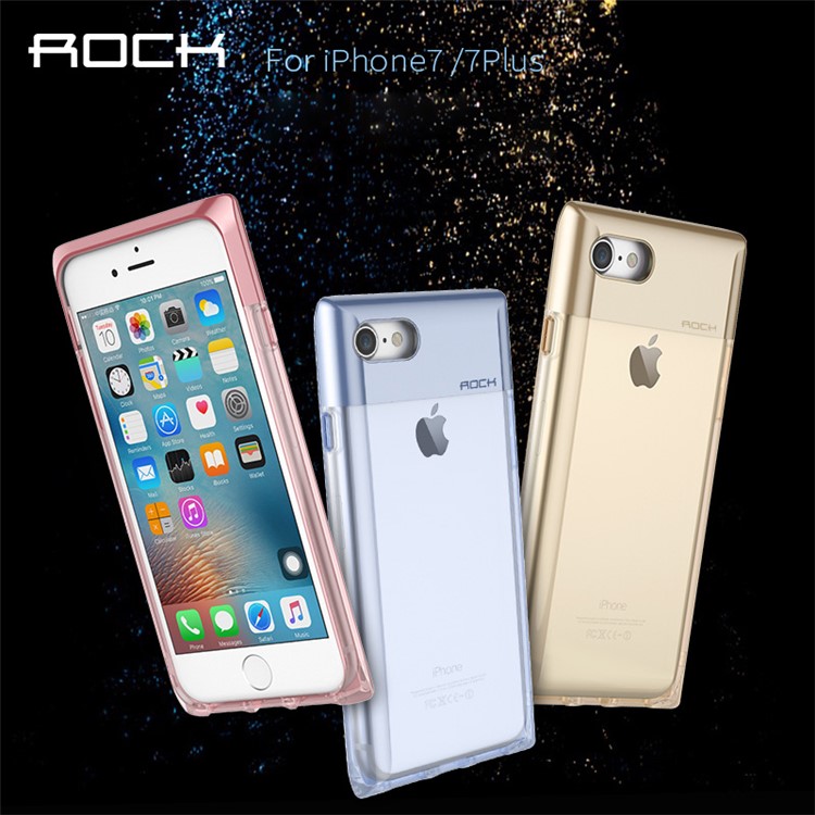 ROCK Crystal Series Plating Hybrid PC + TPU Case for iPhone 7 - Black-2