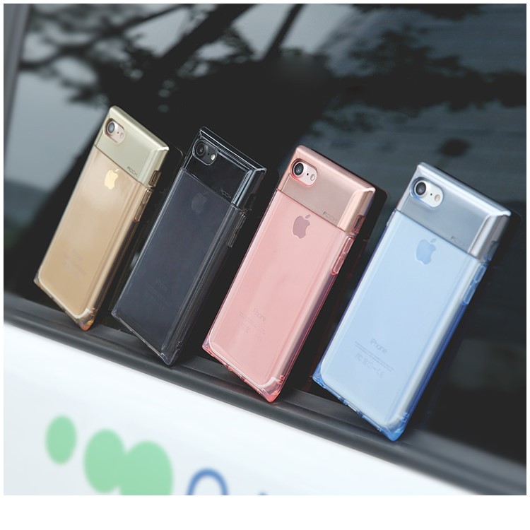 ROCK Crystal Series Plating Hybrid PC + TPU Case for iPhone 7 - Black-4