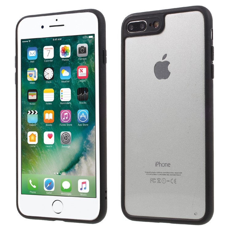 Ultrathin Clear PC + TPU Phone Case for iPhone 7 Plus 5.5 Inch - Black-1