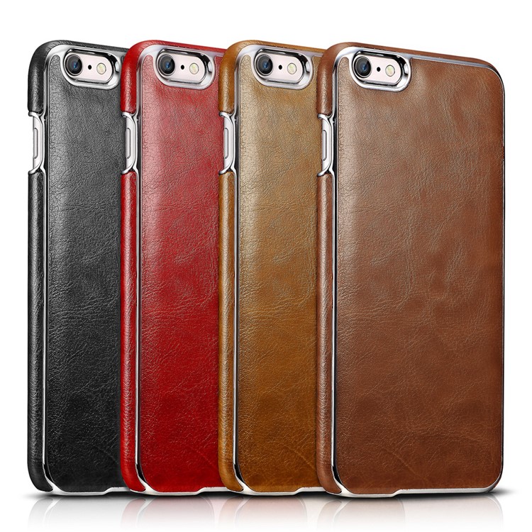 XOOMZ Crazy Horse Leather Coated Plated PC Hard Case for iPhone 6S Plus /6 Plus 5.5 - Black-2