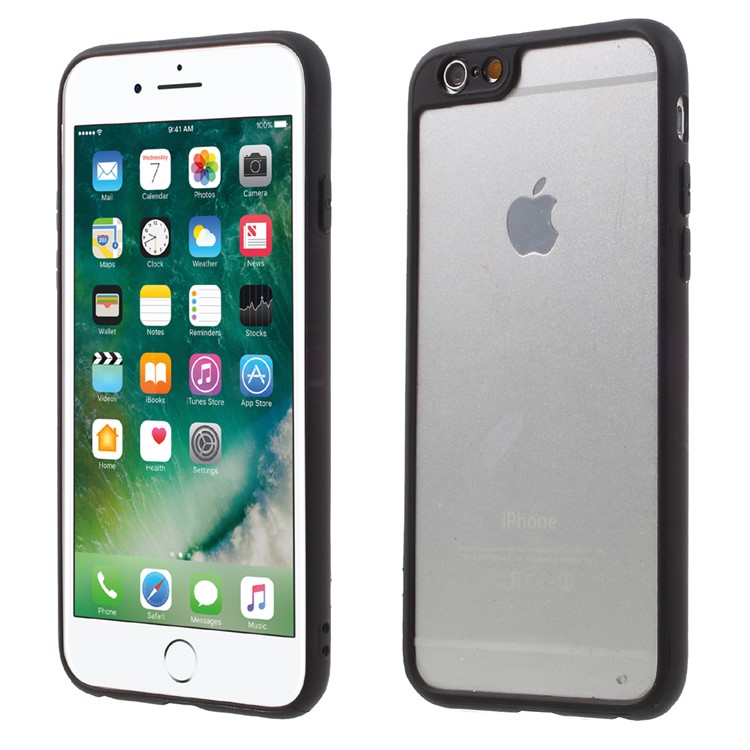 Ultrathin Clear PC + TPU Back Case for iPhone 6s Plus/6 Plus 5.5 Inch - Black-1