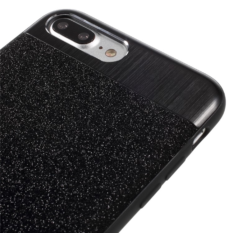 TOWEIS Dazzle Black Series for iPhone 7 Plus Leather Coated PC TPU Hybrid Case Built-in Metal Sheet - Black-4