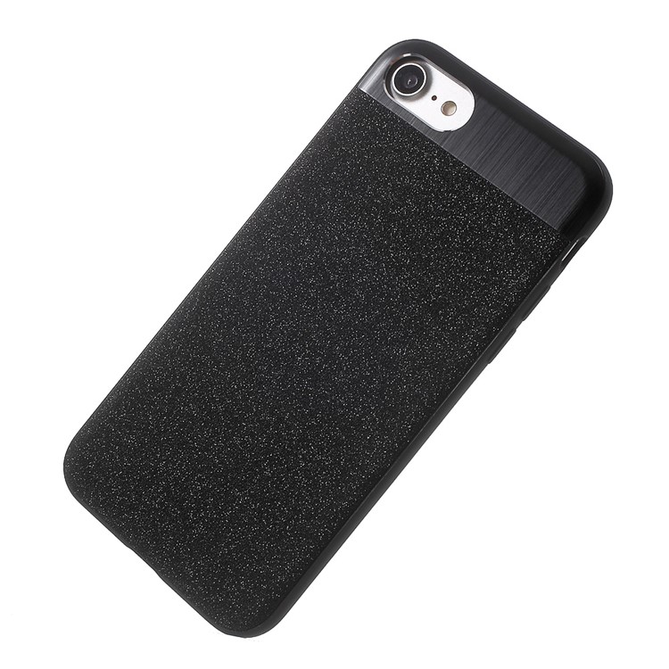 TOWEIS Dazzle Black Series for iPhone 7 Leather Coated PC TPU Hybrid Case Built-in Metal Sheet - Black-2