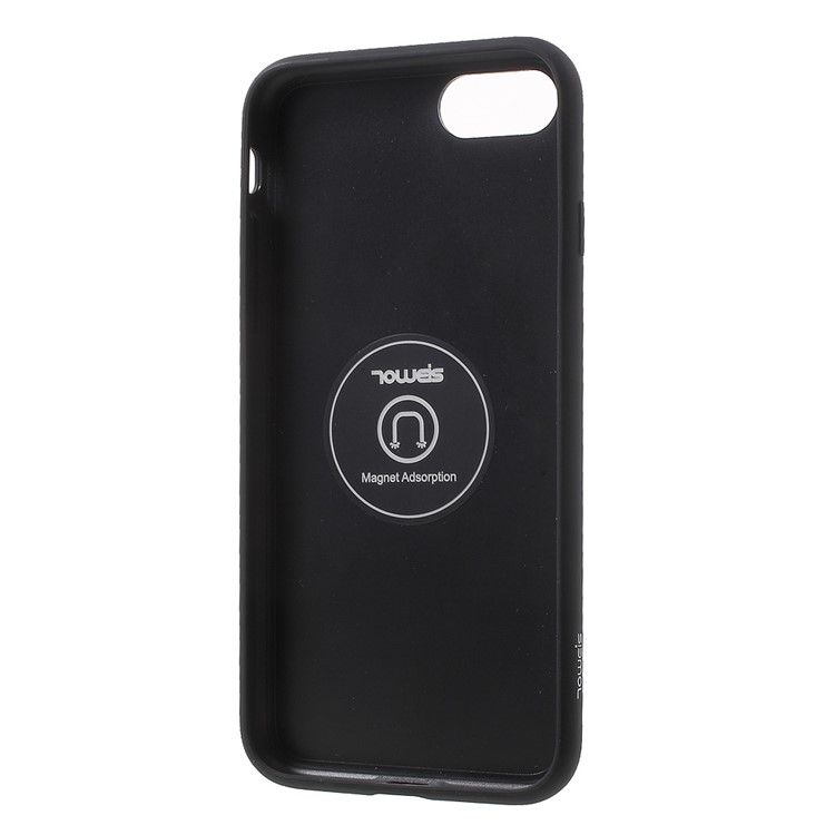 TOWEIS Dazzle Black Series for iPhone 7 Leather Coated PC TPU Hybrid Case Built-in Metal Sheet - Black-3