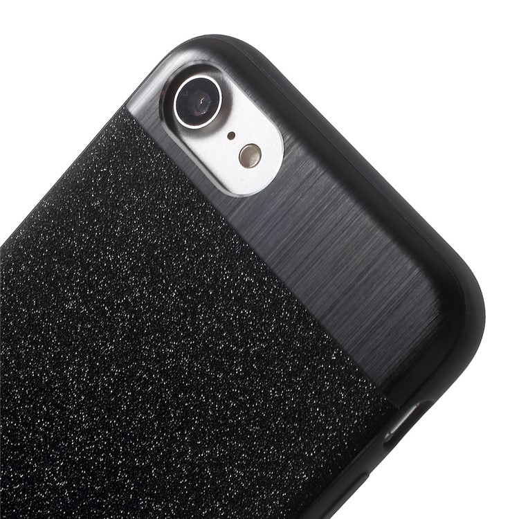 TOWEIS Dazzle Black Series for iPhone 7 Leather Coated PC TPU Hybrid Case Built-in Metal Sheet - Black-4
