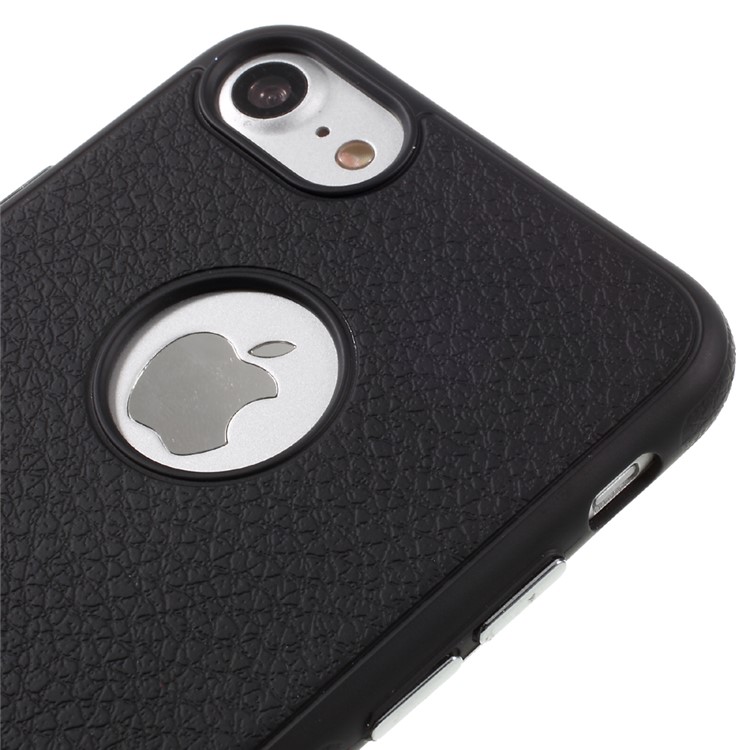 J-CASE for iPhone 7 4.7 inch Litchi Texture TPU Phone Case with Kickstand Built-in Magnetic Metal Sheet - Black-6