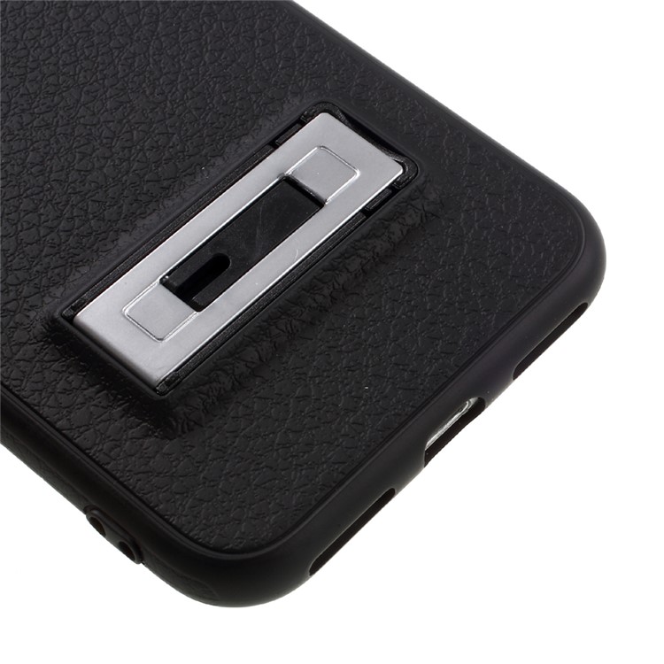 J-CASE for iPhone 7 4.7 inch Litchi Texture TPU Phone Case with Kickstand Built-in Magnetic Metal Sheet - Black-7