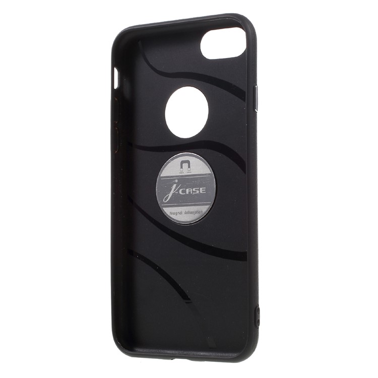 J-CASE for iPhone 7 4.7 inch Litchi Texture TPU Phone Case with Kickstand Built-in Magnetic Metal Sheet - Black-8