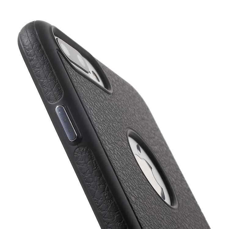 J-CASE for iPhone 7 Plus Litchi Texture TPU Phone Case with Kickstand Built-in Magnetic Metal Sheet - Black-8