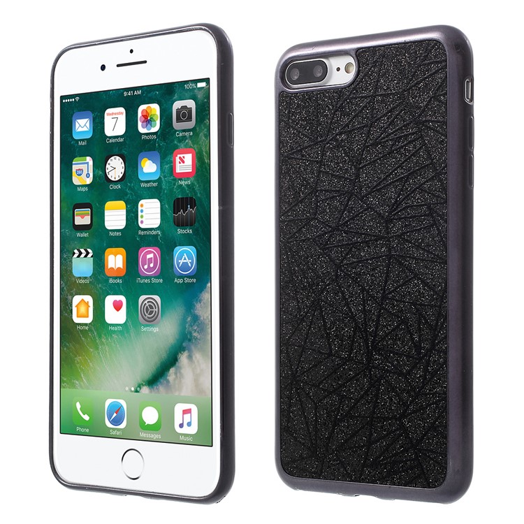 Tree Bark Texture Flash Powder Plating TPU Phone Case for iPhone 7 Plus - Black-1
