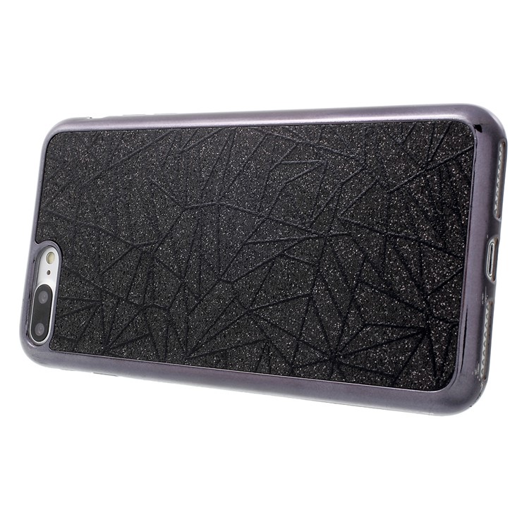 Tree Bark Texture Flash Powder Plating TPU Phone Case for iPhone 7 Plus - Black-3