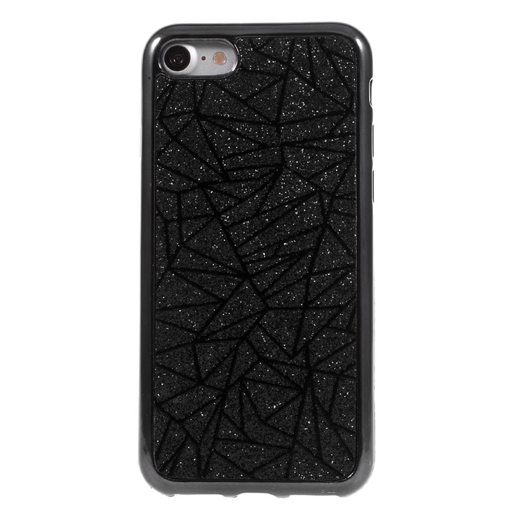 Tree Bark Texture Flash Powder Plating TPU Phone Case for iPhone 7 4.7 inch - Black-2