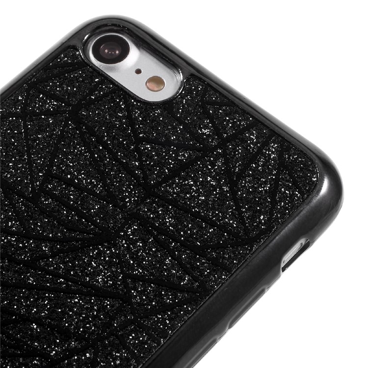 Tree Bark Texture Flash Powder Plating TPU Phone Case for iPhone 7 4.7 inch - Black-3
