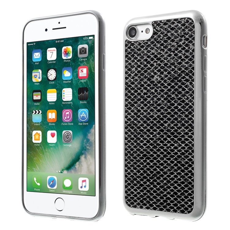 Glittery Sequins Electroplating TPU Back Case for Apple iPhone 7 (2016) - Black-1