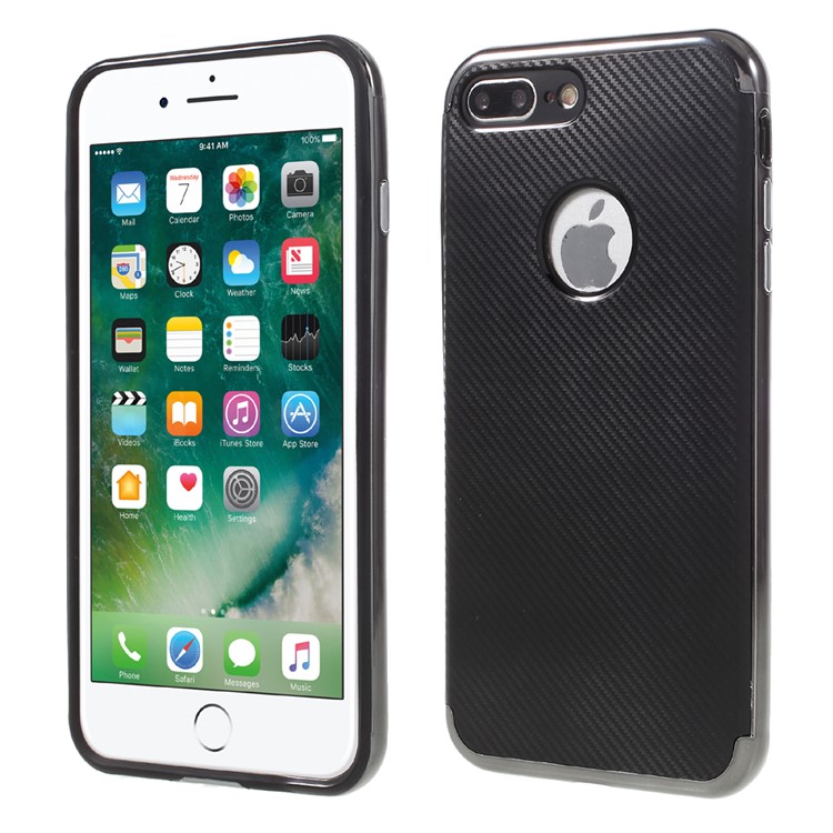 Carbon Fiber Plating Plastic + TPU 2-In-1 Phone Case for iPhone 7 Plus 5.5 Inch - Black-1